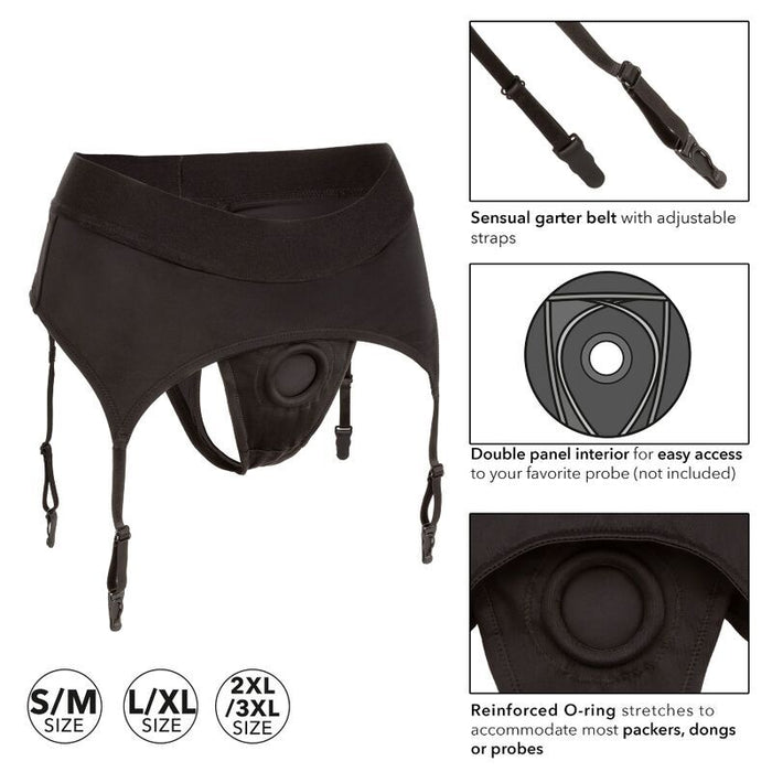 CALEXOTICS - BOUNDLESS THONG WITH GARTER L/XL