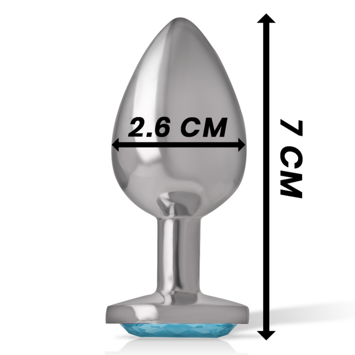 INTENSE - ALUMINUM METAL ANAL PLUG WITH BLUE CRYSTAL SIZE S