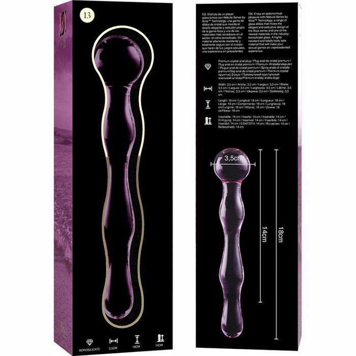 NEBULA SERIES BY IBIZA - MODEL 13 DILDO BOROSILICATE GLASS PINK 18 CM -O- 3.5 CM
