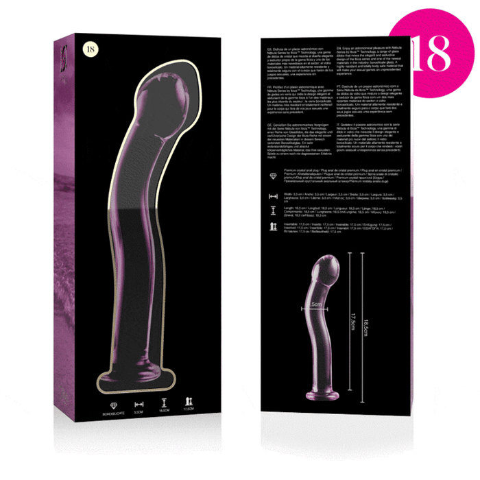 NEBULA SERIES BY IBIZA - MODEL 18 DILDO BOROSILICATE GLASS PINK 18.5 CM -O- 3.5 CM