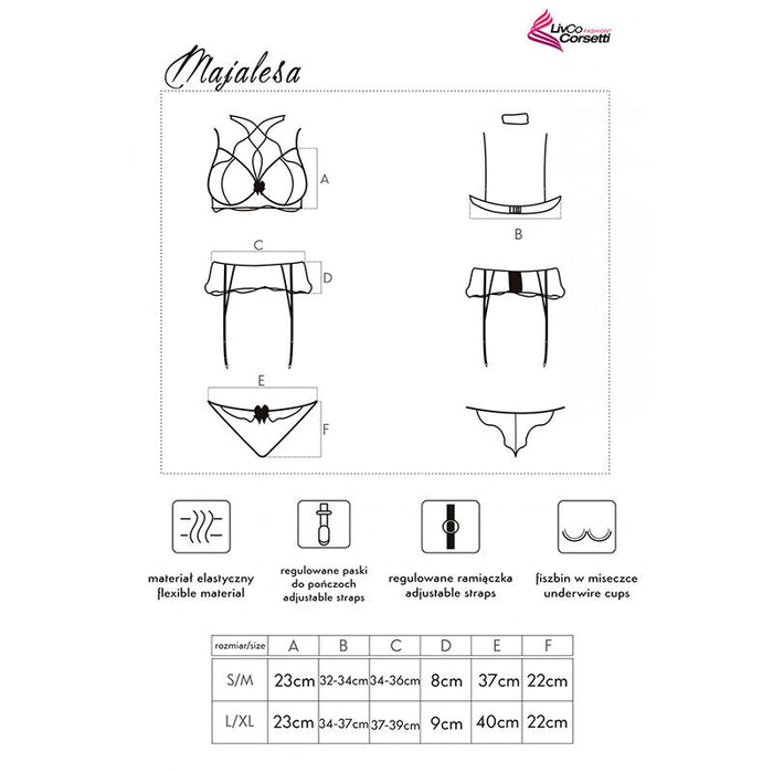LIVCO CORSETTI FASHION - MAJALESA LC 90526 BRA + GARTER BELT + PANTY BLACK L/XL