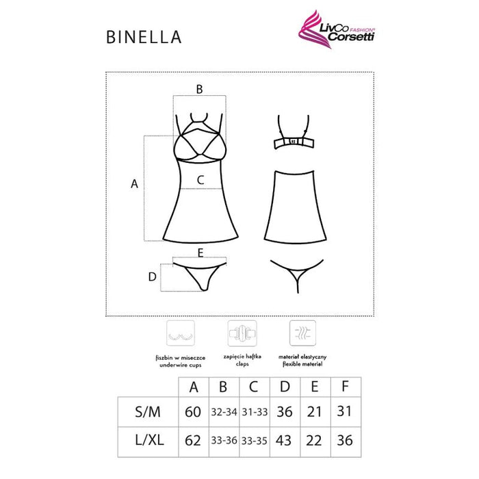 LIVCO CORSETTI FASHION - BINELLA SET BABYDOLL + THONG BLACK