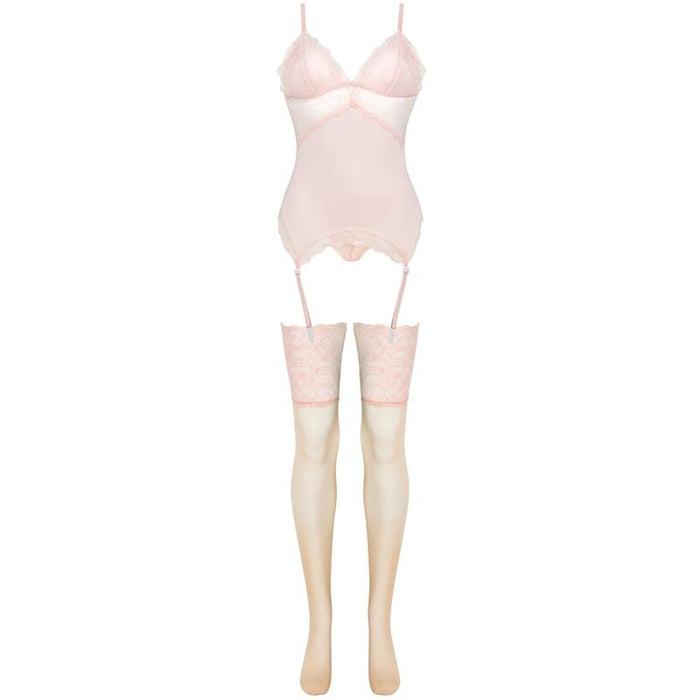 LIVCO CORSETTI FASHION - PERSINNE PEACH SET CORSET + PANTY + STOCKINGS