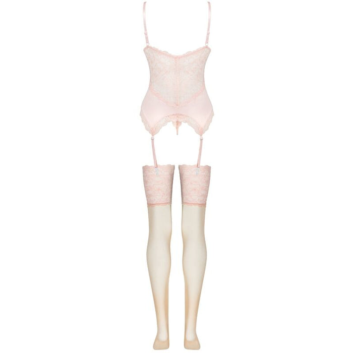 LIVCO CORSETTI FASHION - PERSINNE PEACH SET CORSET + PANTY + STOCKINGS