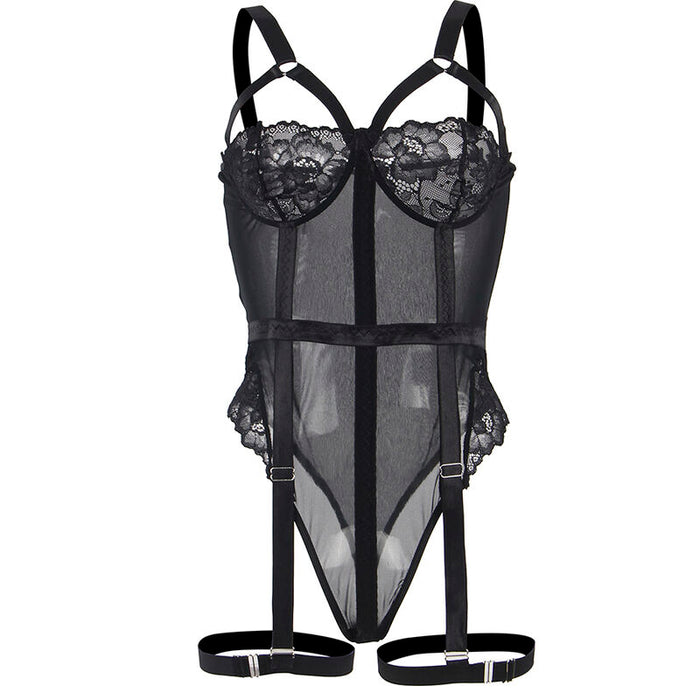 SUBBLIME - TEDDY WITH GARTER STRAP DETAIL CHEST BLACK L/XL