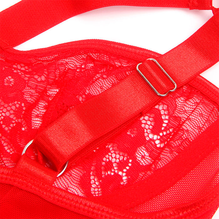 SUBBLIME - TEDDY WITH GARTER WITH LACE DETAIL AND STRIPS RED L/XL
