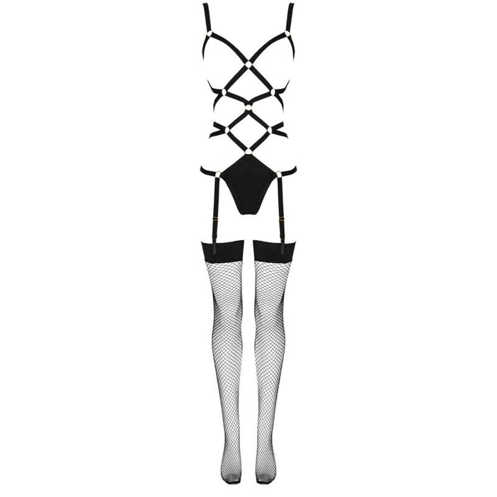 LIVCO CORSETTI FASHION - THIARA LC 20213 SET BODY + STOCKINGS BLACK S/M