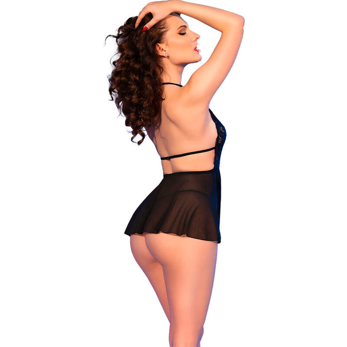 CHILIROSE - CR 4720 BABYDOLL & THONG BLACK S