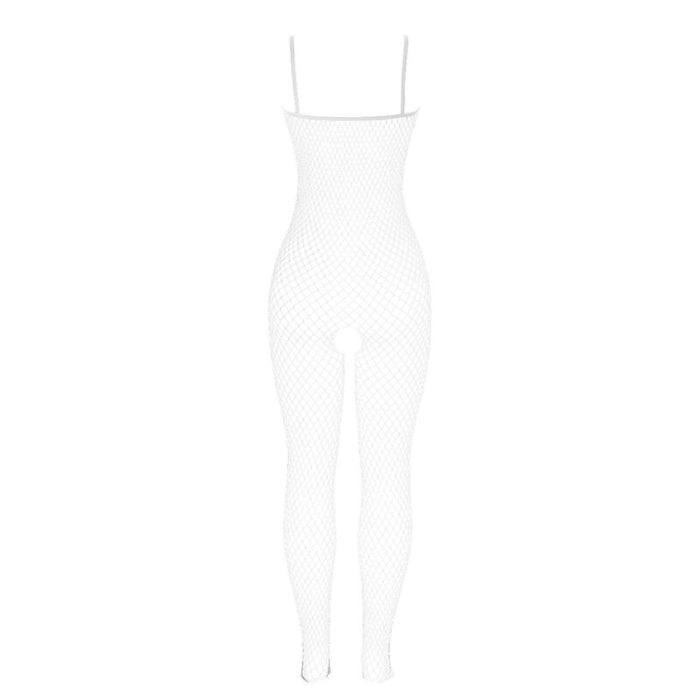 SUBBLIME - 951740 BODYSTOCKING WHITE FISHNET CROTCHLESS WITH BOWS ONE SIZE