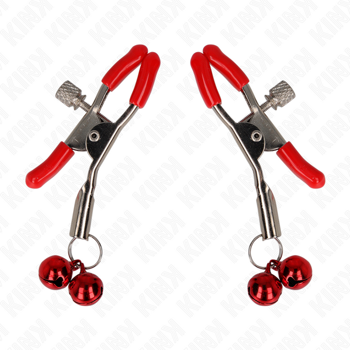 KINK - RED DOUBLE BELL NIPPLE CLAMP RED 6 CM