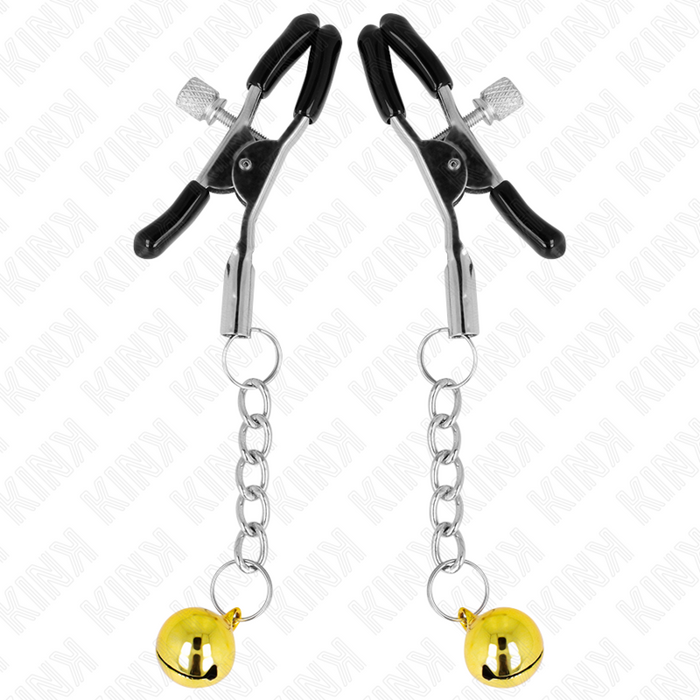 KINK - GOLD JINGLE BELL PENDANT NIPPLE CLAMPS 6 CM
