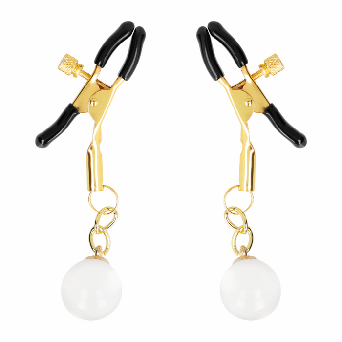 KINK - GLASS BEAD NIPPLE CLAMPS GOLD 6 CM