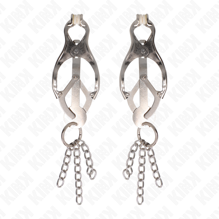 KINK - JAPANESE CLOVER NIPPLE CLAMPS WITH LITTLE CHAINS SILVER