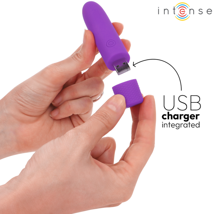 INTENSE - SYMONE USB RECHARGEABLE VIBRATING BULLET 8 VIBRATIONS PURPLE 10 X 2.2 CM