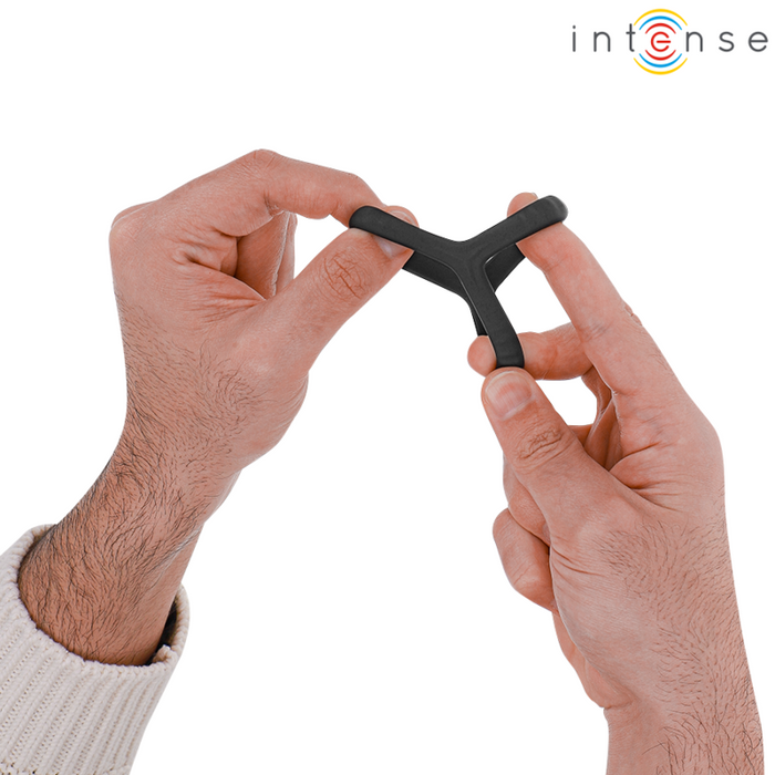 INTENSE - CARSON DOUBLE SILICONE PENIS RING BLACK MODEL 4