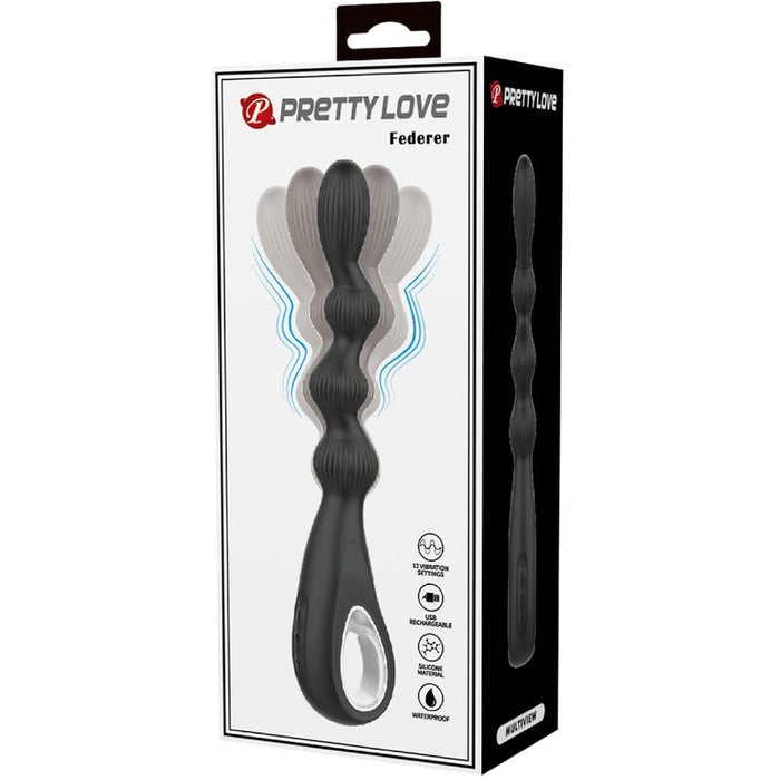 PRETTY LOVE - FEDERER ANAL VIBRATOR 12 VIBRATIONS BLACK