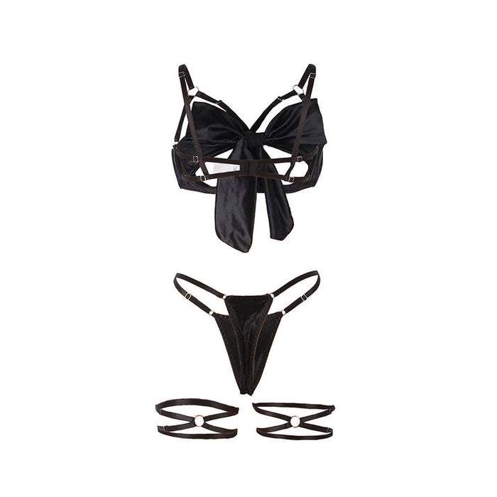 SUBBLIME - 955199 BRA SET WITH ADJUSTABLE BLACK BOW S/M