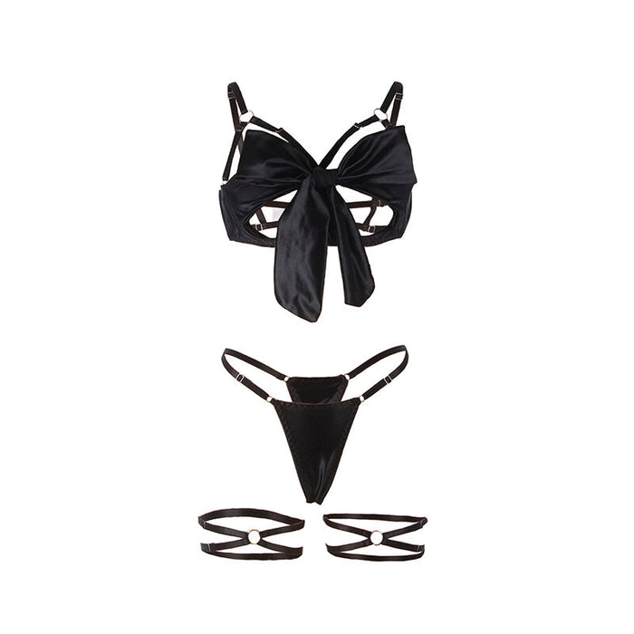 SUBBLIME - 955205 BRA SET WITH ADJUSTABLE BLACK BOW L/XL