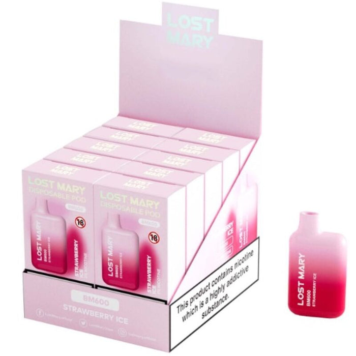 LOST MARY - BM600 NICOTINE VAPER 2% DISPOSABLE STRAWBERRY ICE