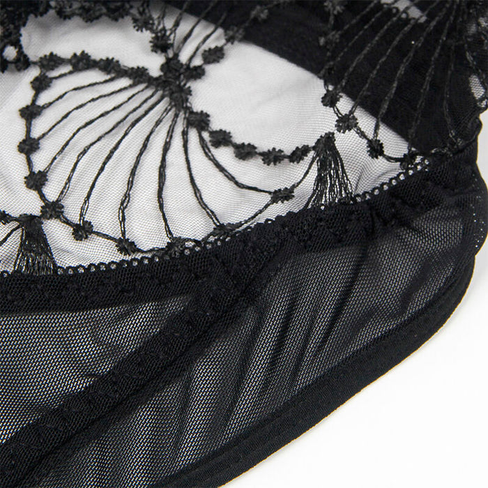 SUBBLIME - 955212 TRANSPARENT BODYSUIT WITH BLACK HOLLOW LACE S/M
