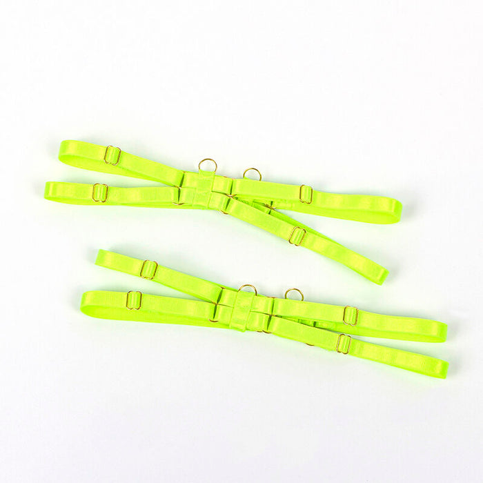 SUBBLIME - 955281 BRA SET WITH NECKLACE AND LEG DETAILS FLUORESCENT GREEN L/XL