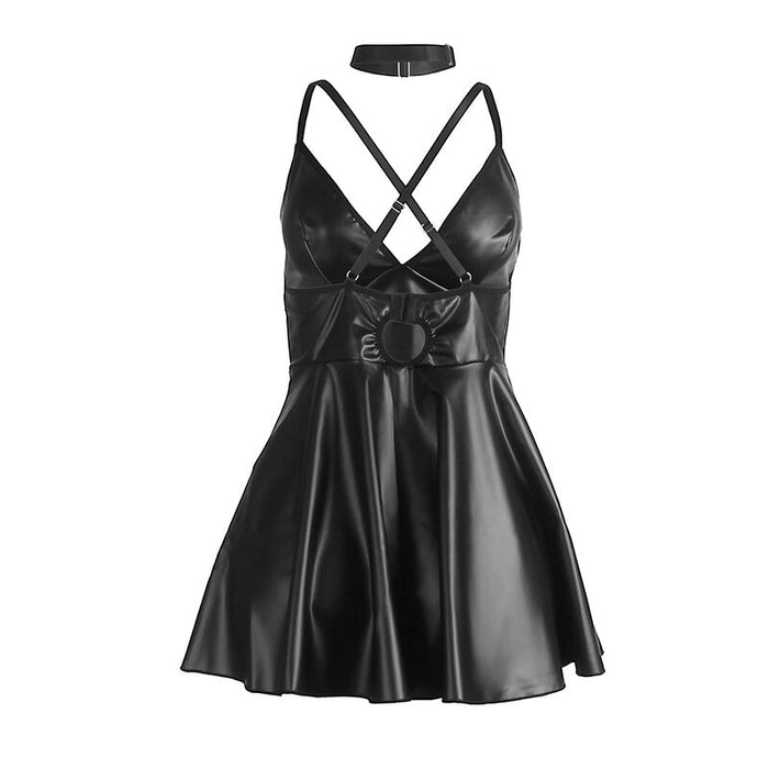 SUBBLIME - 955380 DRESS WITH BLACK LEATHER STRAPS L/XL