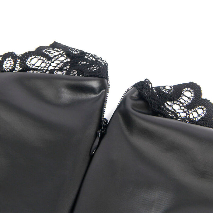 SUBBLIME - 957544 LACE COLLAR LEATHER DRESS BLACK S/M