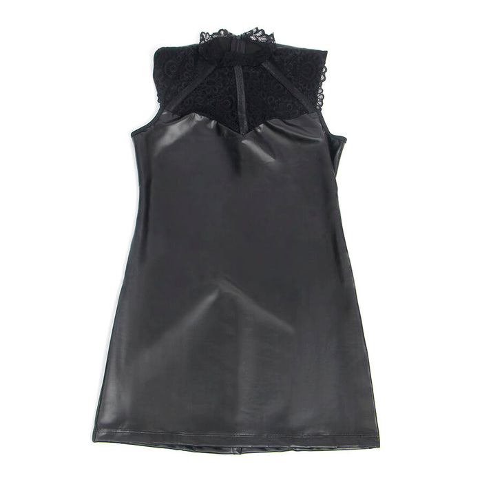 SUBBLIME - 957551 LACE COLLAR LEATHER DRESS BLACK L/XL