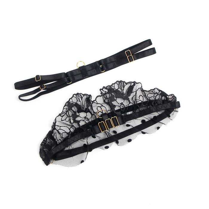 SUBBLIME - 957490 LACE BRA AND GARTER SET  BLACK L/XL