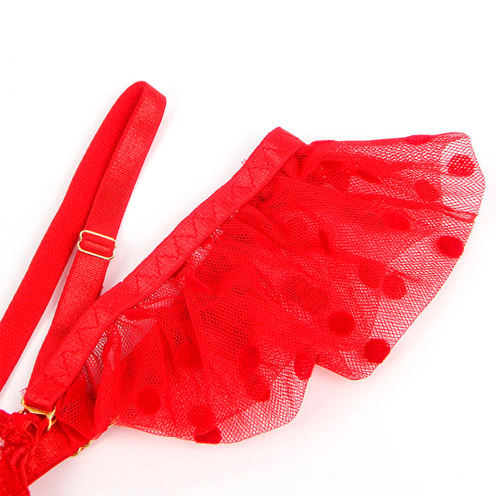 SUBBLIME - 957513 LACE BRA AND GARTER SET RED L/XL