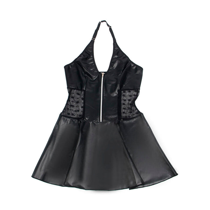 SUBBLIME - 957711 LACE ZIPPER LEATHER DRESS BLACK L/XL