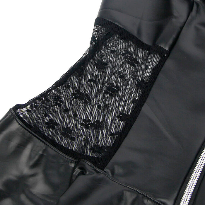 SUBBLIME - 957711 LACE ZIPPER LEATHER DRESS BLACK L/XL
