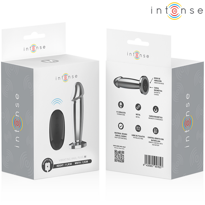 INTENSE - ANAL PLUG 10 VIBRATIONS METAL DILDO WITH REMOTE CONTROL M