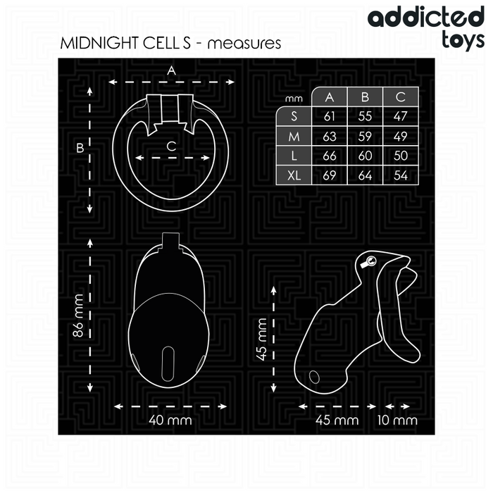 ADDICTED TOYS LOCKED - MINDNIGHT CELL PENIS CAGE SIZE S