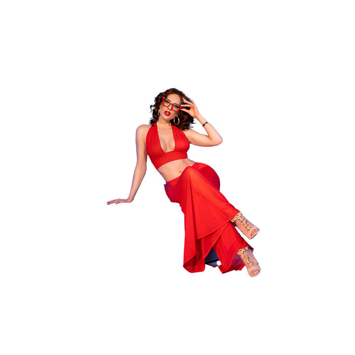 CHILIROSE - CR 4857 RED TOP AND PANTS SET SIZE XL