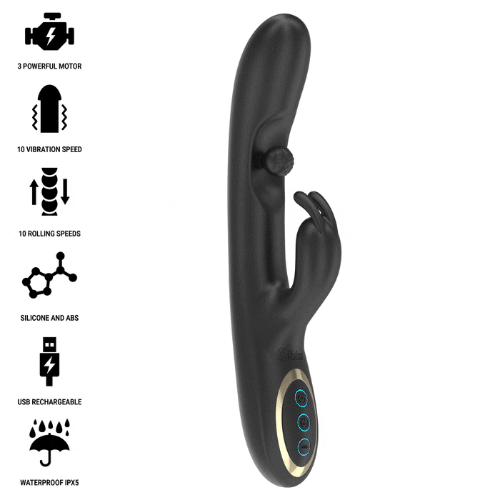 IBIZA - POWERFUL RABBIT VIBRATOR WITH MASSAGING ROLLING PEARL