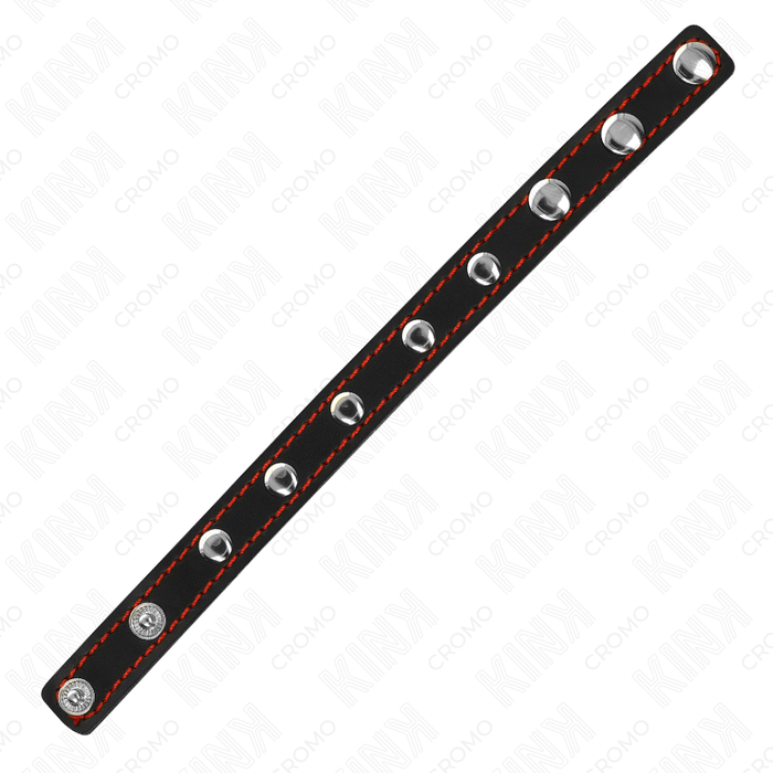 KINK - LEATHER PENIS RING WITH PRESSURE CLOSURE RED LINING 21 X 1.5 CM