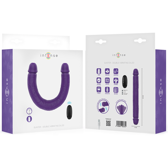 INTENSE - GUNTER DILDO DOUBLE VIBRATOR 40 CM PURPLE REMOTE CONTROL