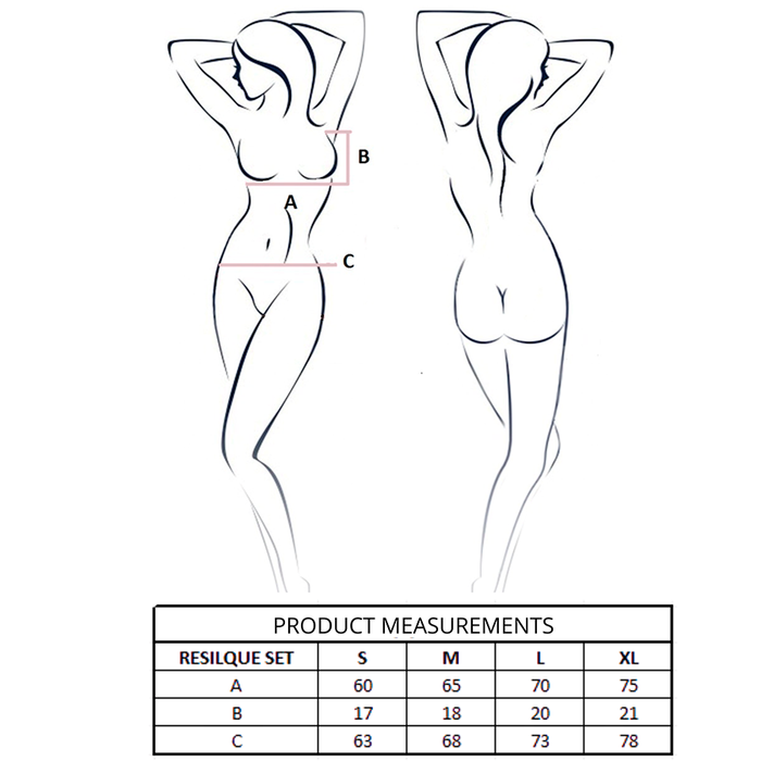 PASSION - RESILQUE BRA + THONG SET BLACK L/XL