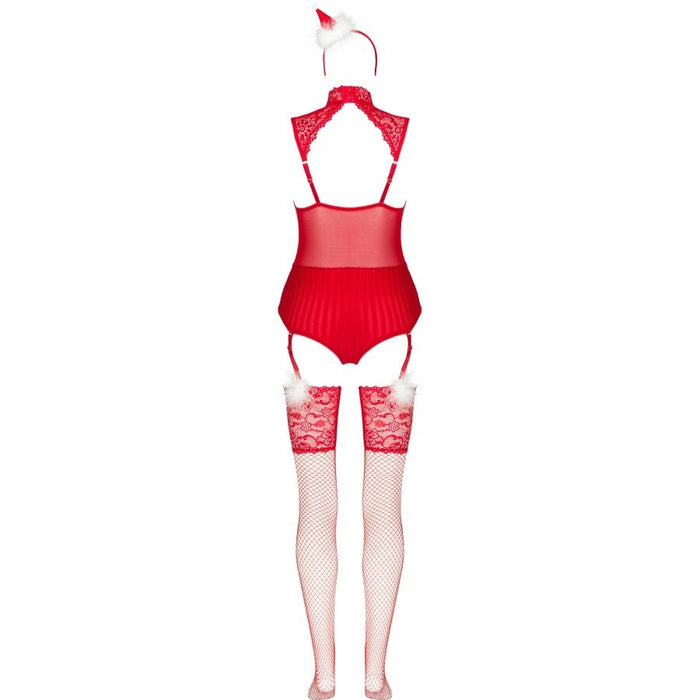 LIVCO CORSETTI FASHION - LIMPID SNOWFLAKES LC 90604 BODY + STOCKINGS + CHRISTMAS HEADBAND L/XL