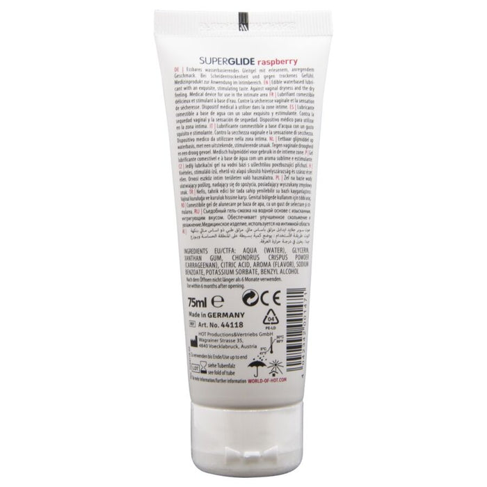 HOT - SUPERGLIDE EDIBLE LUBRICANT WATERBASED RASPBERRY 75 ML