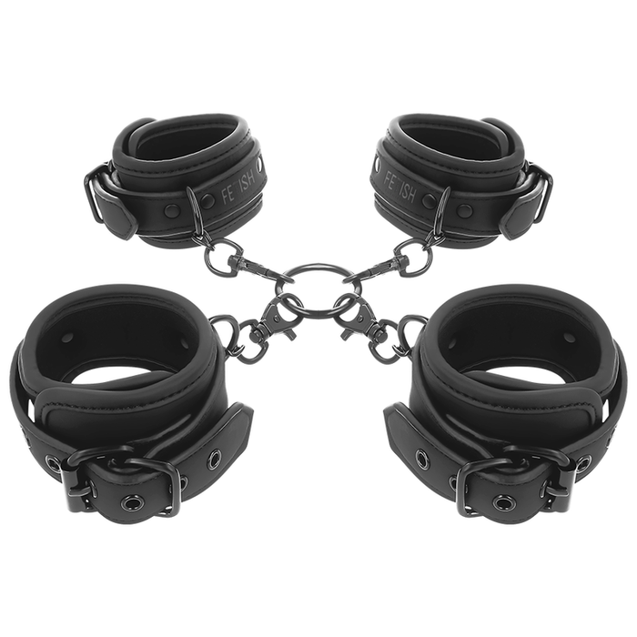 FETISH SUBMISSIVE - SET OF HAND AND ANKLE HANDCUFFS WITH NOPRENE LINING