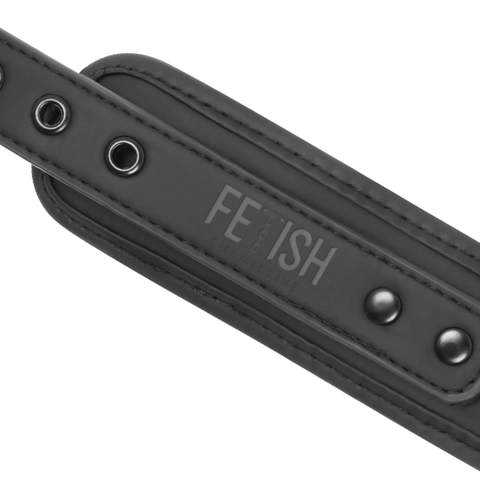 FETISH SUBMISSIVE - VEGAN LEATHER NECKLACE AND HANDCUFFS WITH NOPRENE LINING