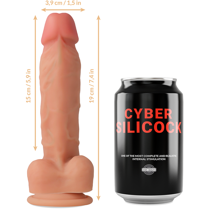 CYBER SILICOCK - STRAP-ON LIQUID SILICONE OLIVER WITH 3 RINGS FREE 19 CM -O- 3.9 CM